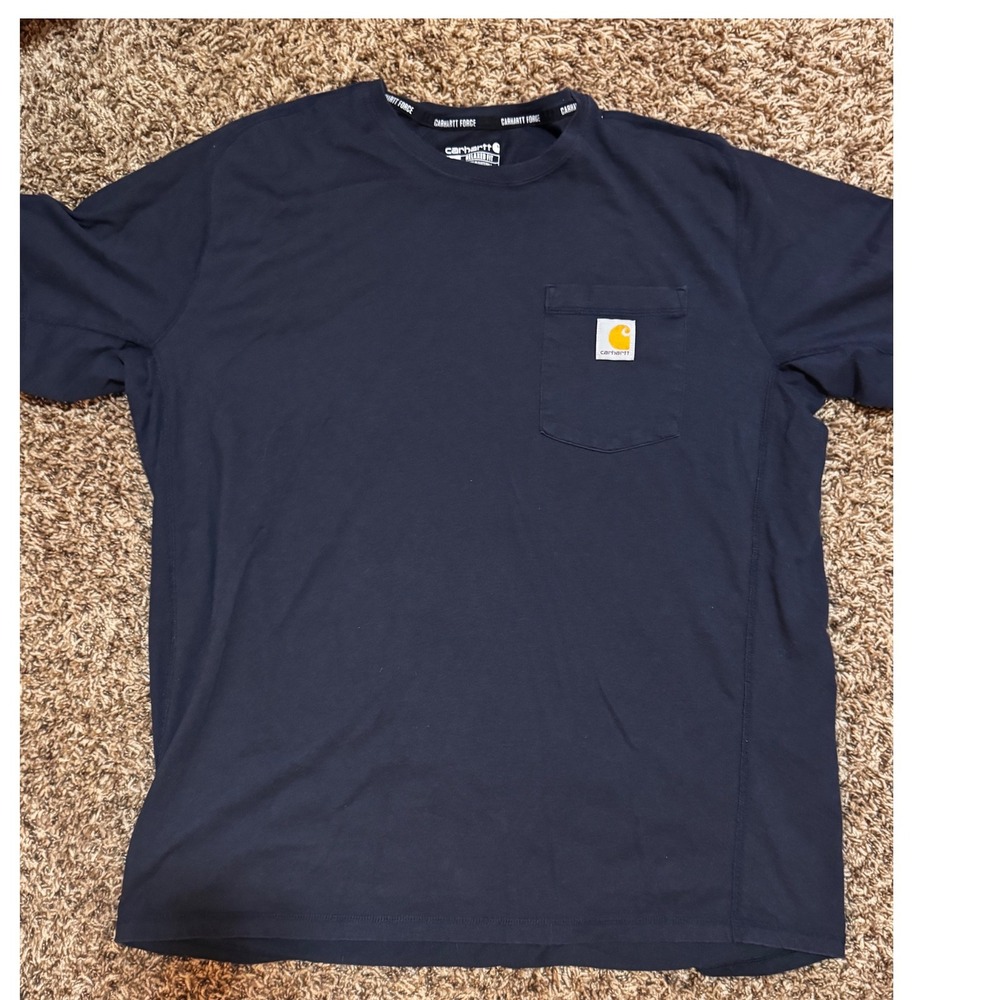 Carhartt Force Relaxed Fit Pocket T-Shirt Mens Large Navy Blue TK6652-M